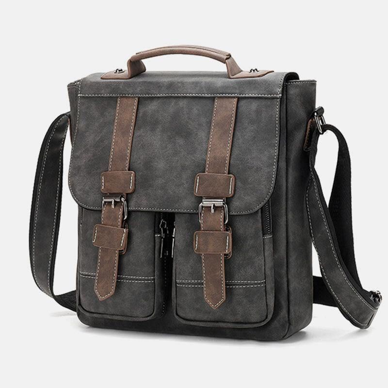 Mænd Pu-Læder Multi-Lommer Vintage Casual Vandtæt Åndbar Crossbody Tasker Skuldertasker