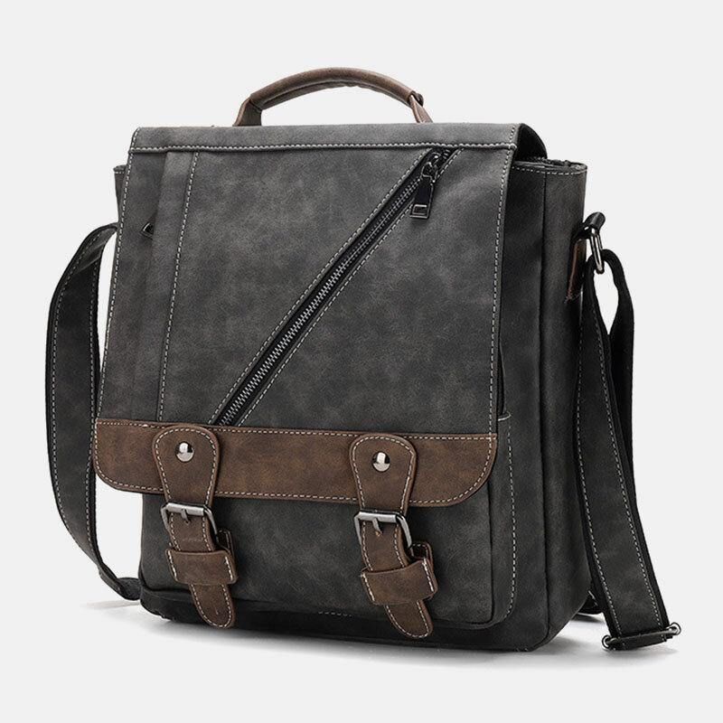 Mænd Pu-Læder Stor Kapacitet Vintage Casual Vandtæt Åndbar Crossbody-Tasker Skuldertasker Håndtaske