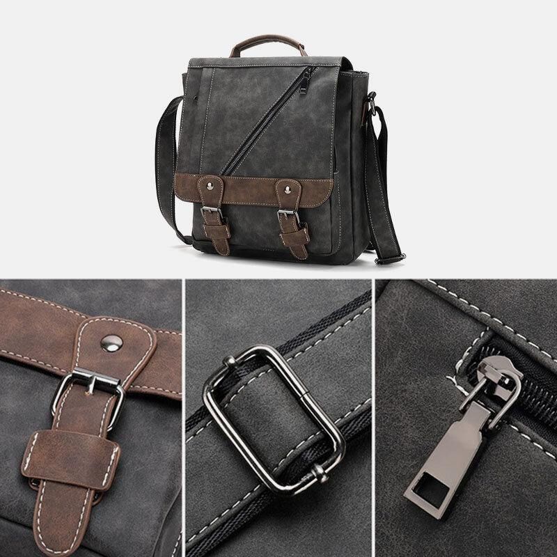 Mænd Pu-Læder Stor Kapacitet Vintage Casual Vandtæt Åndbar Crossbody-Tasker Skuldertasker Håndtaske