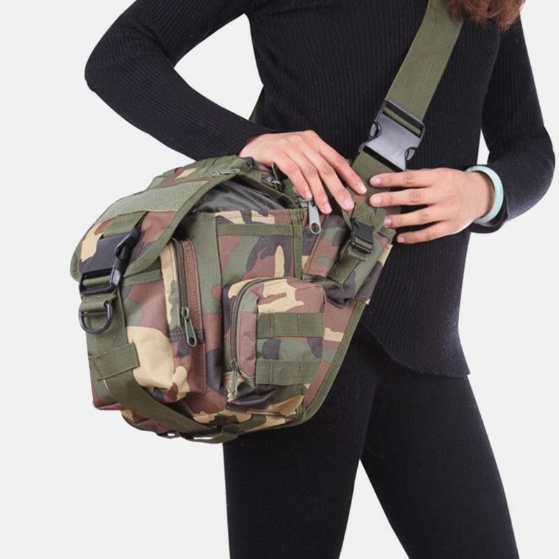 Unisex Oxford Cloth Taktisk Camouflage Udendørs Spil Ridning Multi-Bær Sadeltaske Crossbody Taske Taljetaske Rygsæk