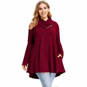 Kvinders Crinkle Collar Plus Size Top Langærmet Tunika