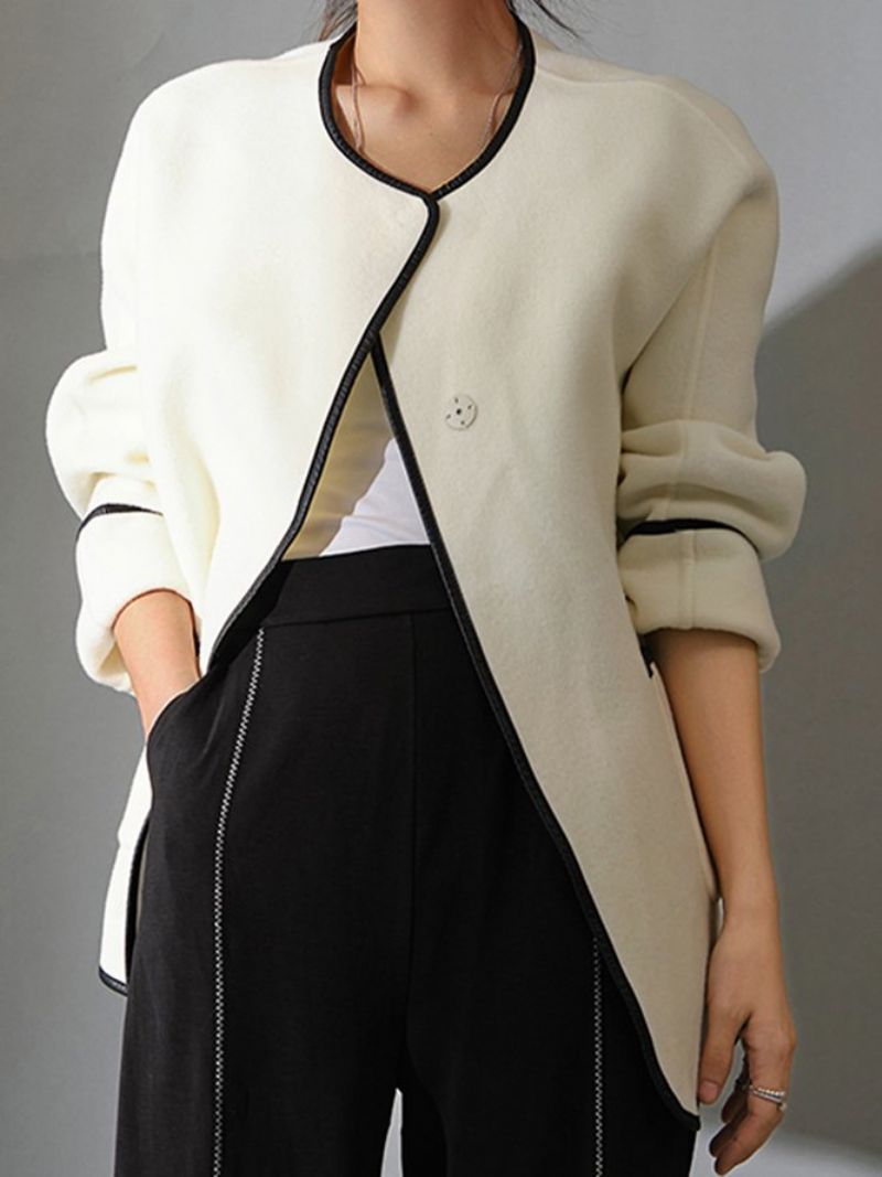 Urban Crew Neck Color Block Loose Jacket