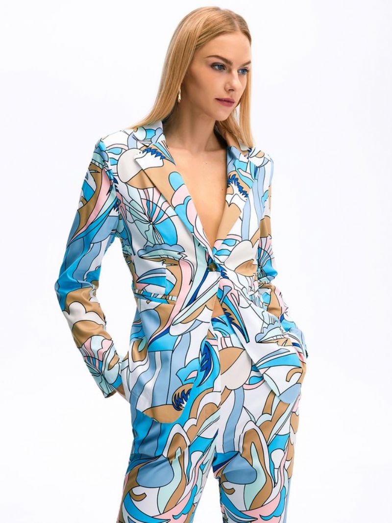 Work Abstract Printed Elegant Blazer