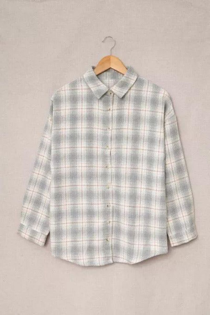 Æske Plisseret Plaid Button Down Skjorte