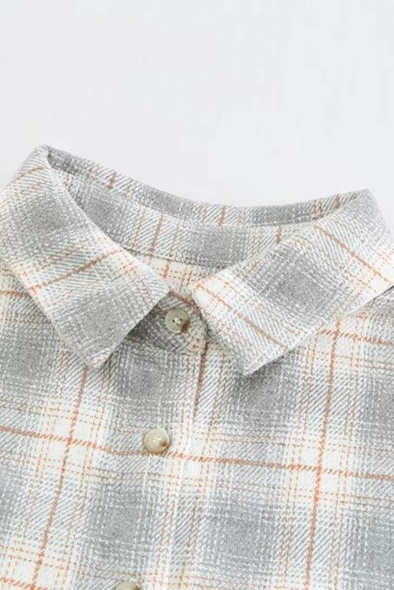 Æske Plisseret Plaid Button Down Skjorte