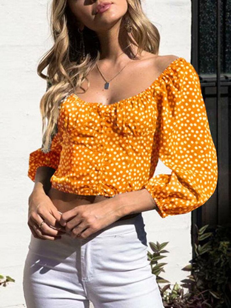 Blomsterbluse Med Fuld Ærmer I 100% Polyester