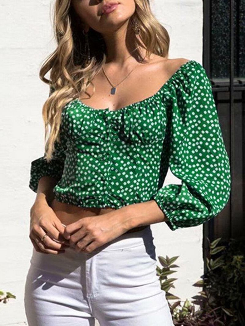 Blomsterbluse Med Fuld Ærmer I 100% Polyester