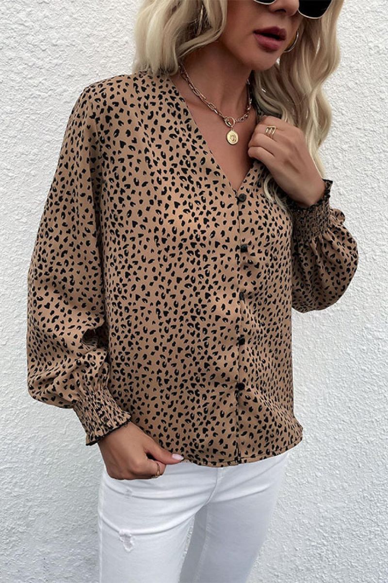 Button Down-Skjorte Med Leopardtryk