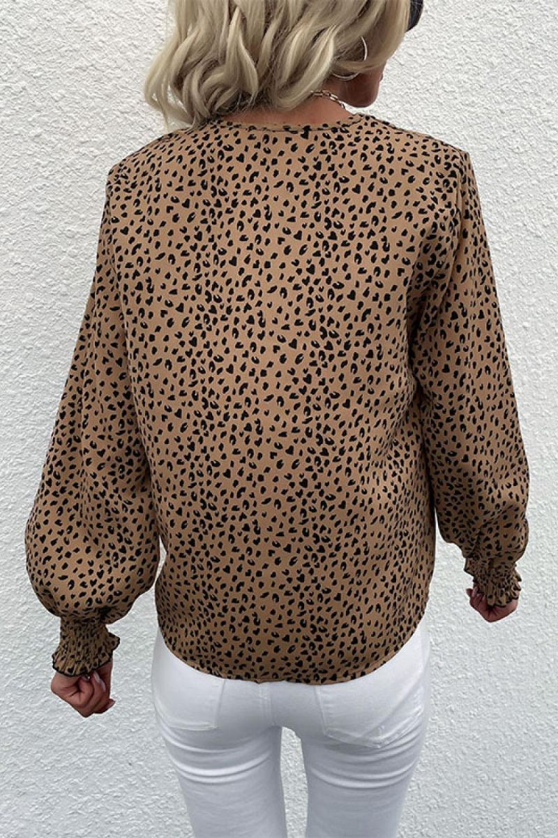 Button Down-Skjorte Med Leopardtryk