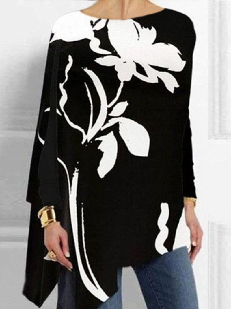 Daily Crew Neck Blomsterprintet Langærmet Bluse