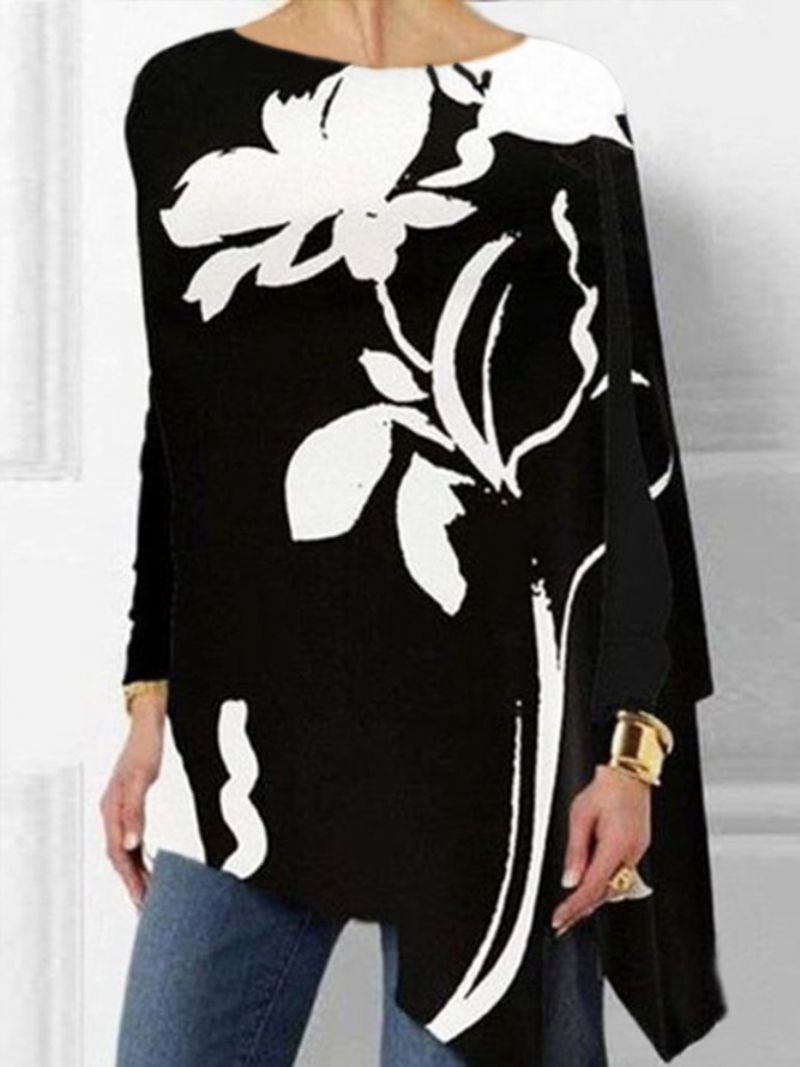 Daily Crew Neck Blomsterprintet Langærmet Bluse