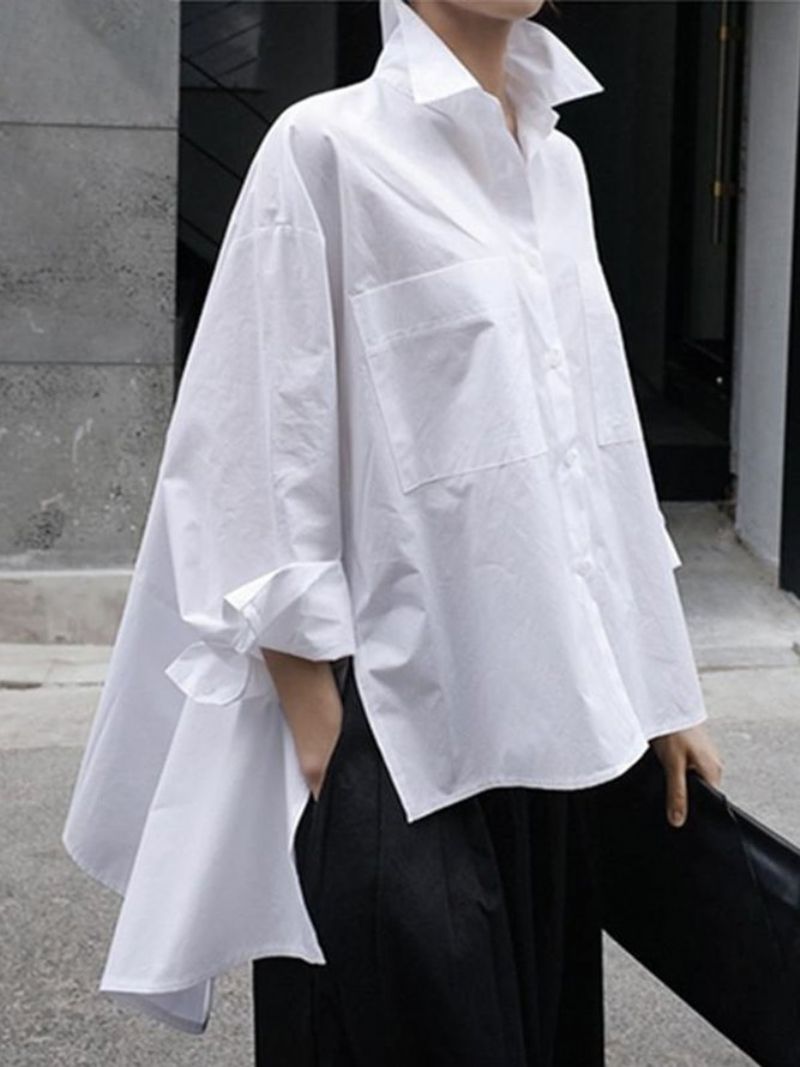 Daily Langærmet Urban Plain Shirt Collar Bluse