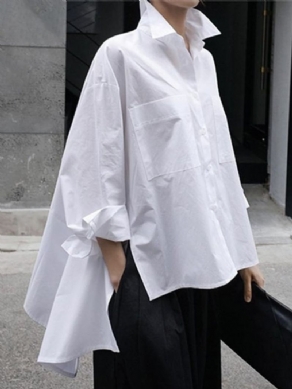 Daily Langærmet Urban Plain Shirt Collar Bluse