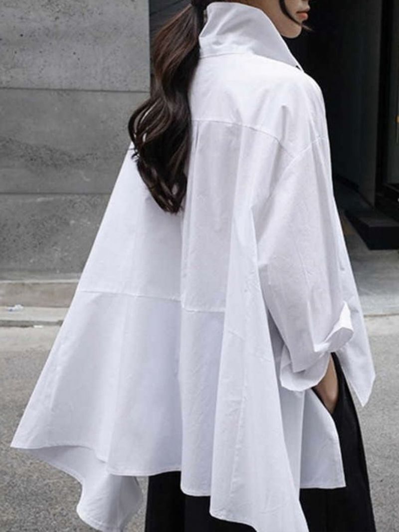 Daily Langærmet Urban Plain Shirt Collar Bluse