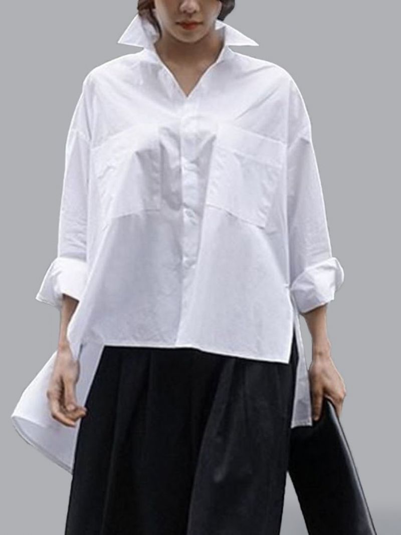 Daily Langærmet Urban Plain Shirt Collar Bluse