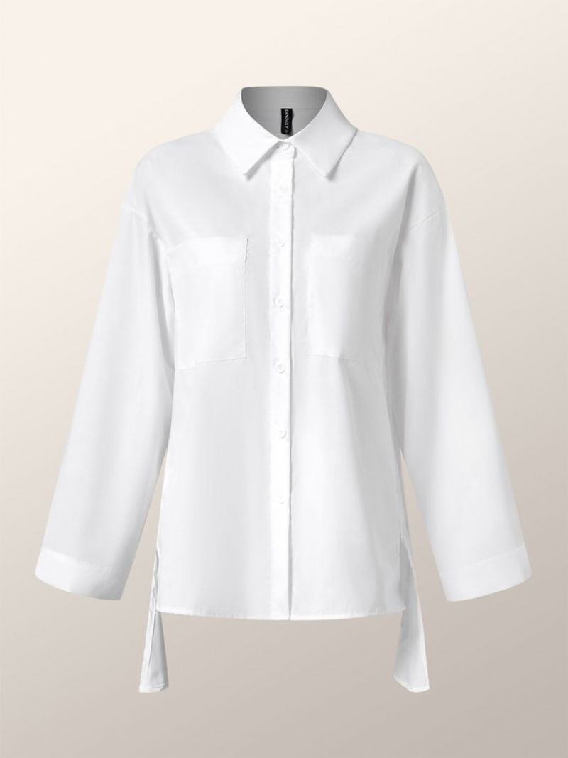 Daily Langærmet Urban Plain Shirt Collar Bluse