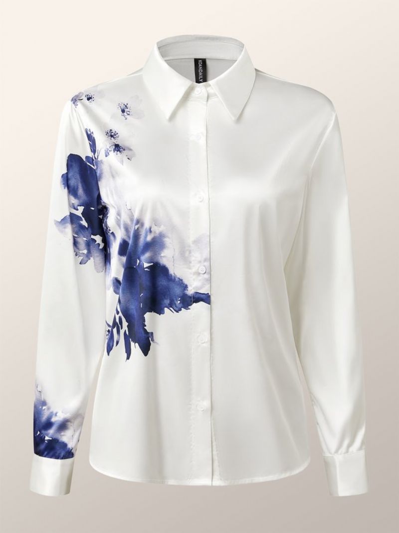 Elegant Blomsterprintet Langærmet Bluse