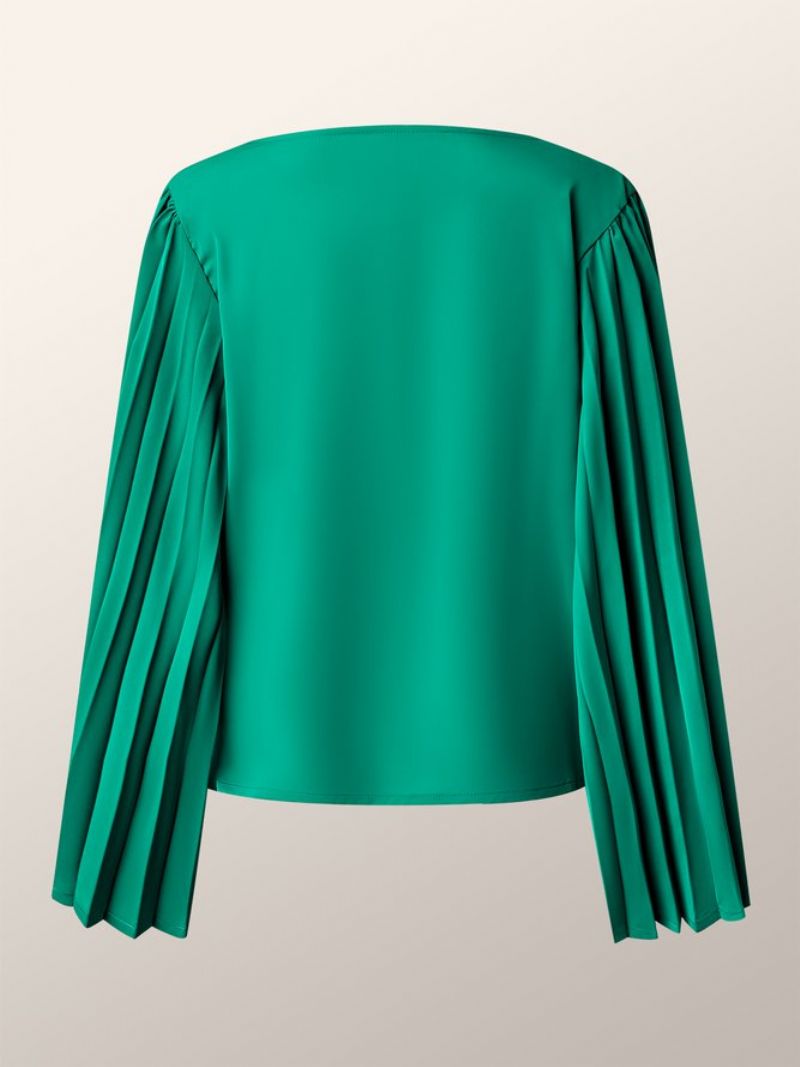 Elegant Plisseret V-Hals Almindelig Top