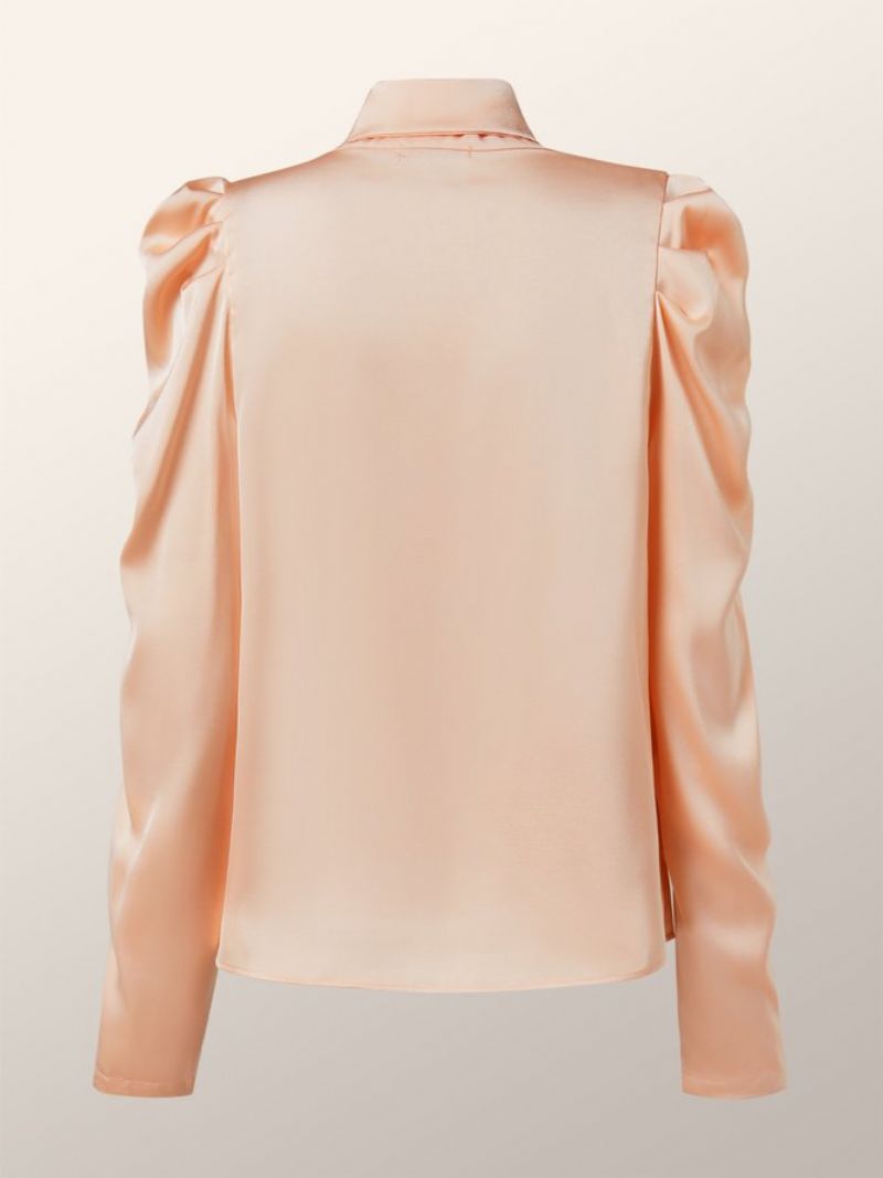 Plain Regular Fit Skjorteærmer Tie Neck Top