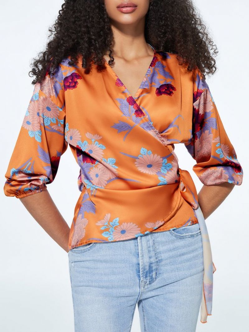 Regular Fit Floral Elegant Kortærmet Top