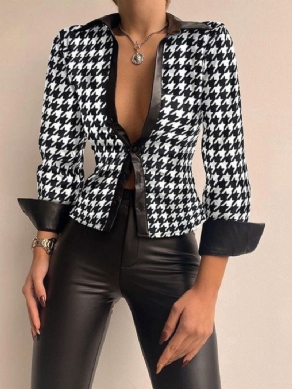 Skjortekrave Langærmet Urban Regular Fit Houndstooth-Bluse