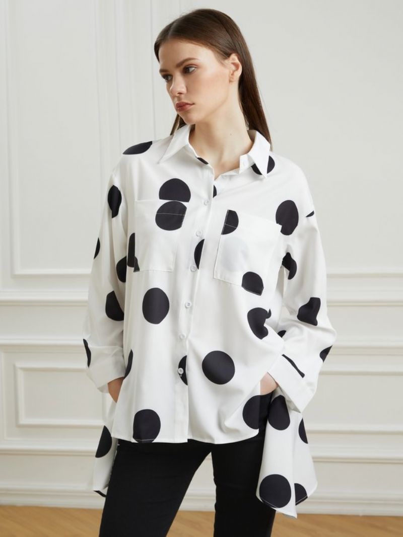 Skjortekrave Polka Dots Shift Elegant Top