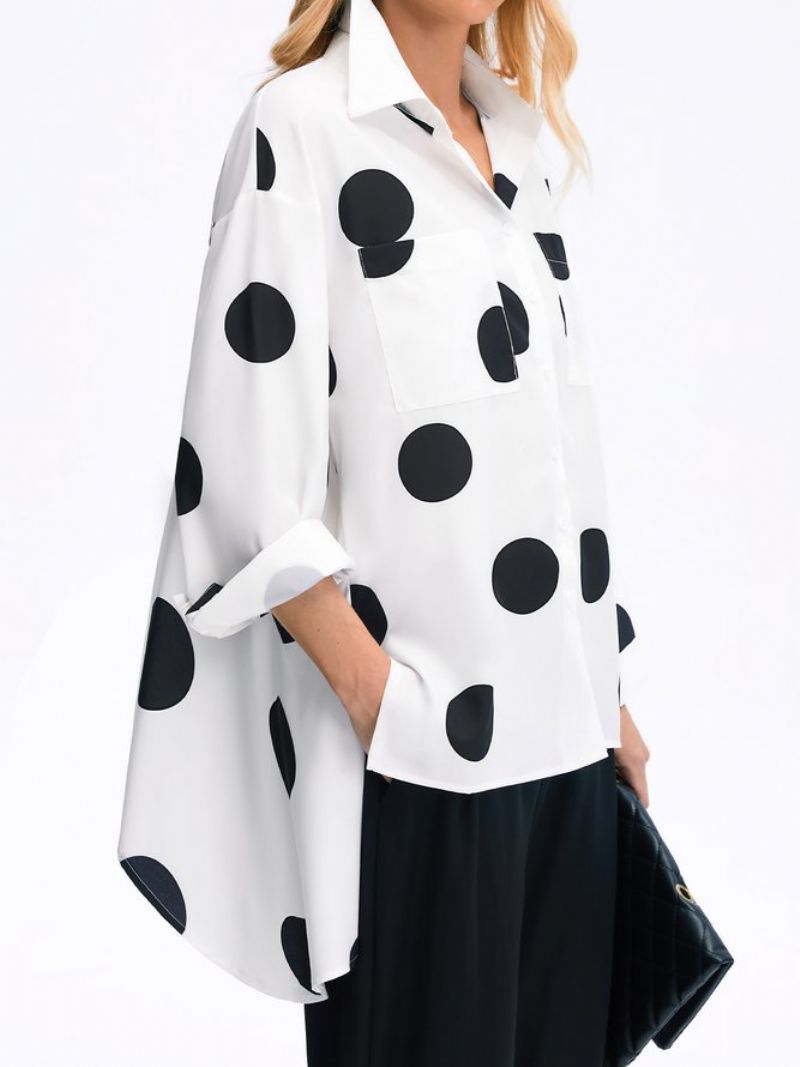 Skjortekrave Polka Dots Shift Elegant Top