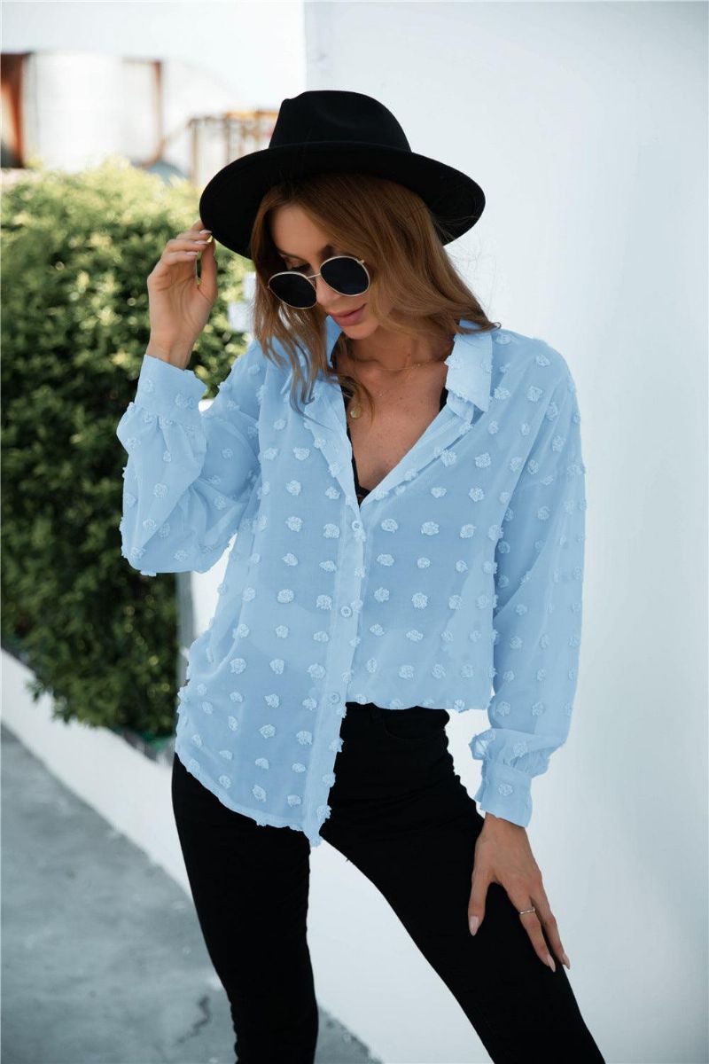 Swiss Dot Button Up Bluse