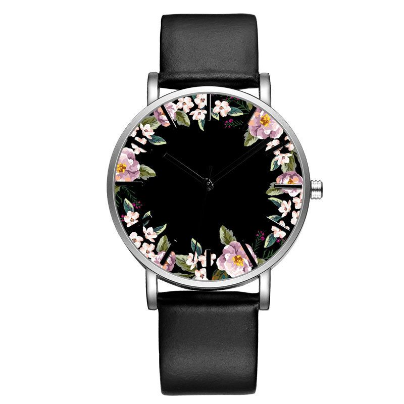 Baosaili B-9014 Unisex Armbåndsur Flower Picture Dial Display Quartz ur