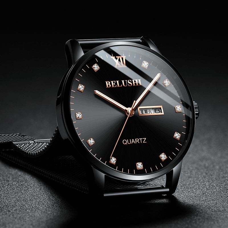 Belushi 545 Mode Armbåndsur Lysende Kalender Dato Business Herre Vandtæt Quartz Ur