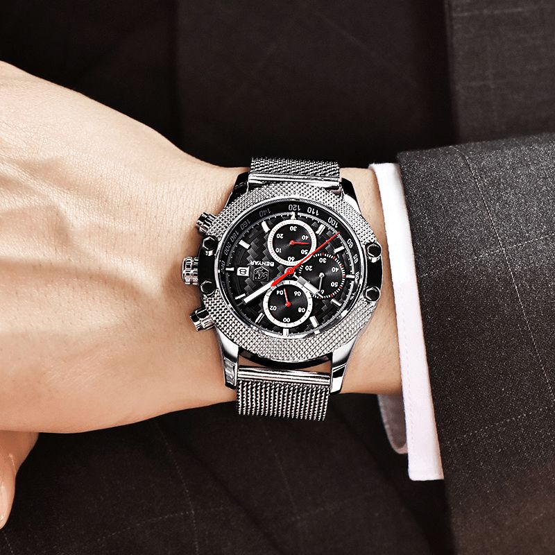 Benyar 5109M Mode Herreur Chronograph 3Atm Vandtæt Rustfrit Stålrem Quartz ur