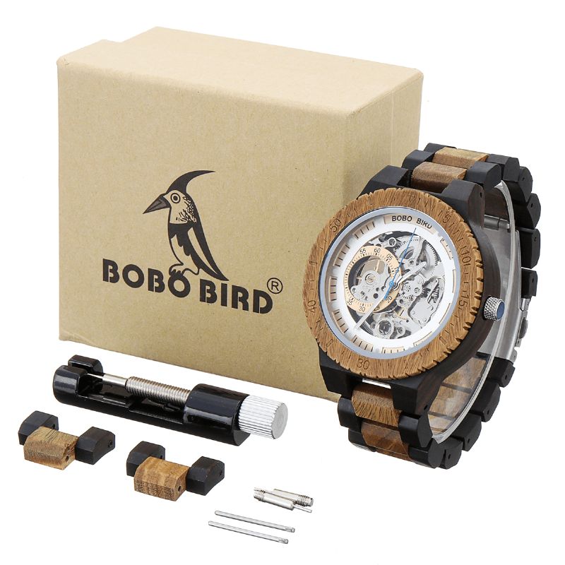 Bobo Bird R05 Mænd Træ Lysende Hånd Armbåndsure Mekanisk Ur