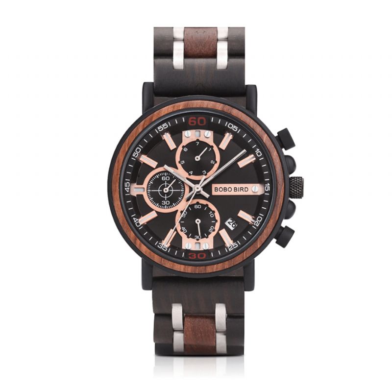 Bobo Bird S18-1 Herre Lysende Hånd Dato Display Armbåndsure Quartz Ur