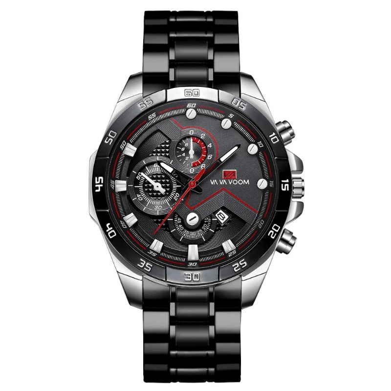 Business Herre Watch Tredimensionel Dial Steel Band Vandtæt Quartz ur