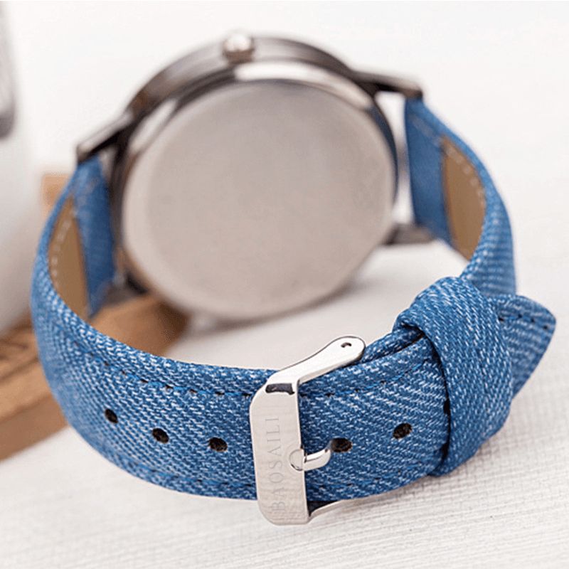 Casual Black Horse Desert Dial All-Match Denim Strap Herre Quartz ur Armbåndsur