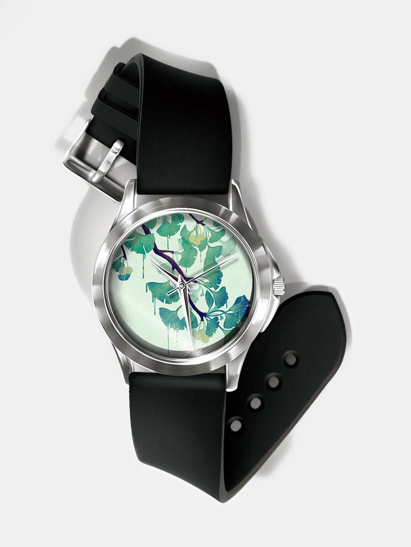 Casual Landskabstrykt Mænd Watch Skov Blade Blomster Mønster Kvinder Quartz ur