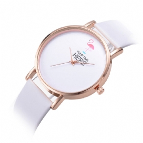 Casual Style Kvinder Armbåndsur Rose Gold Case Læderrem Quartz ur