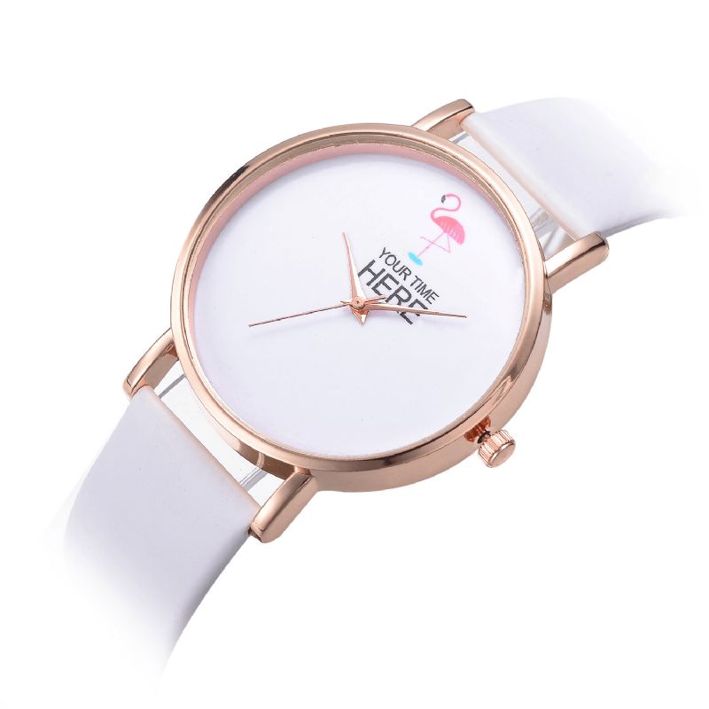 Casual Style Kvinder Armbåndsur Rose Gold Case Læderrem Quartz ur