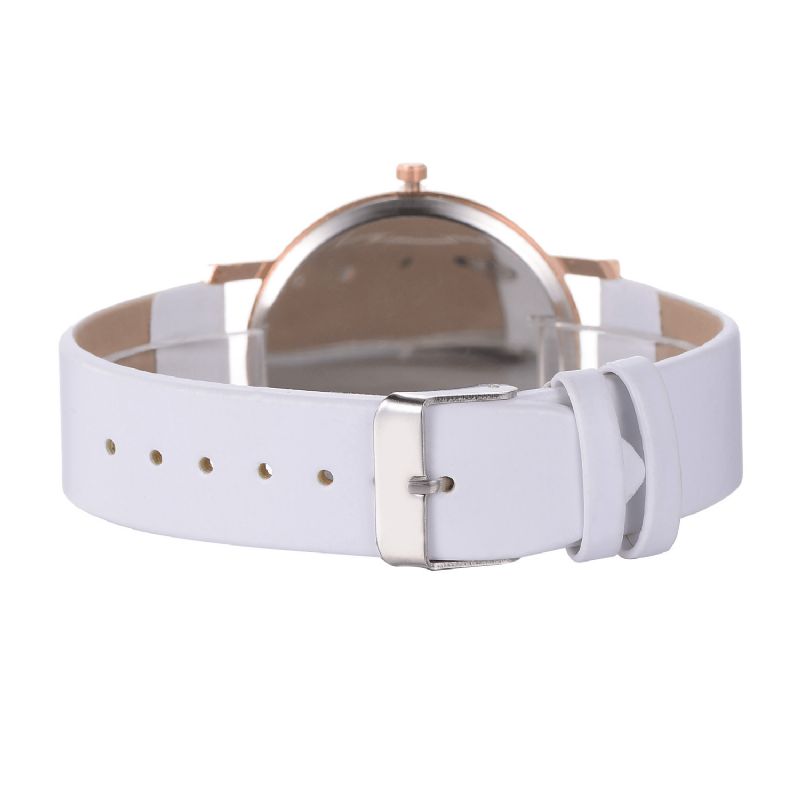 Casual Style Kvinder Armbåndsur Rose Gold Case Læderrem Quartz ur