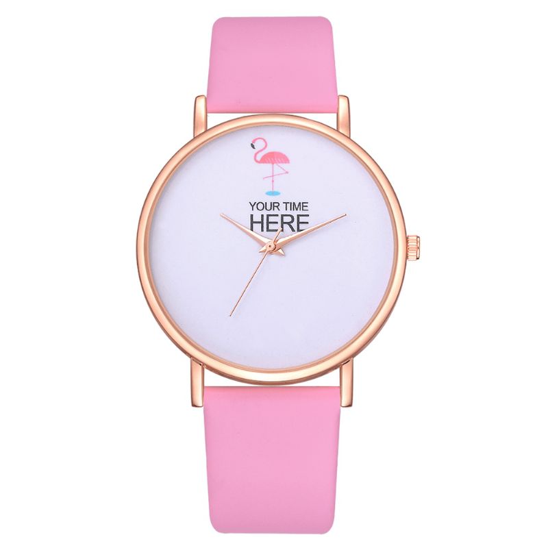 Casual Style Kvinder Armbåndsur Rose Gold Case Læderrem Quartz ur