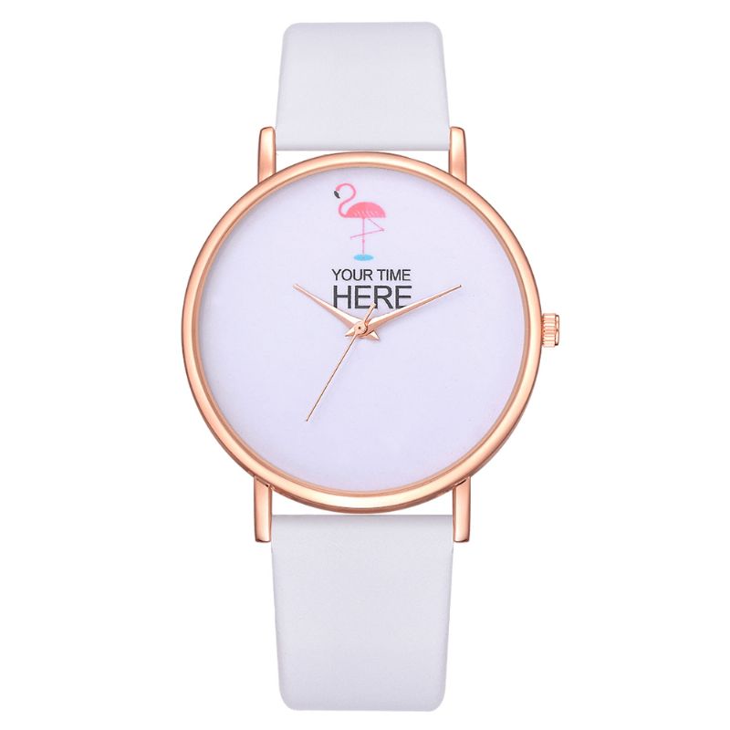 Casual Style Kvinder Armbåndsur Rose Gold Case Læderrem Quartz ur