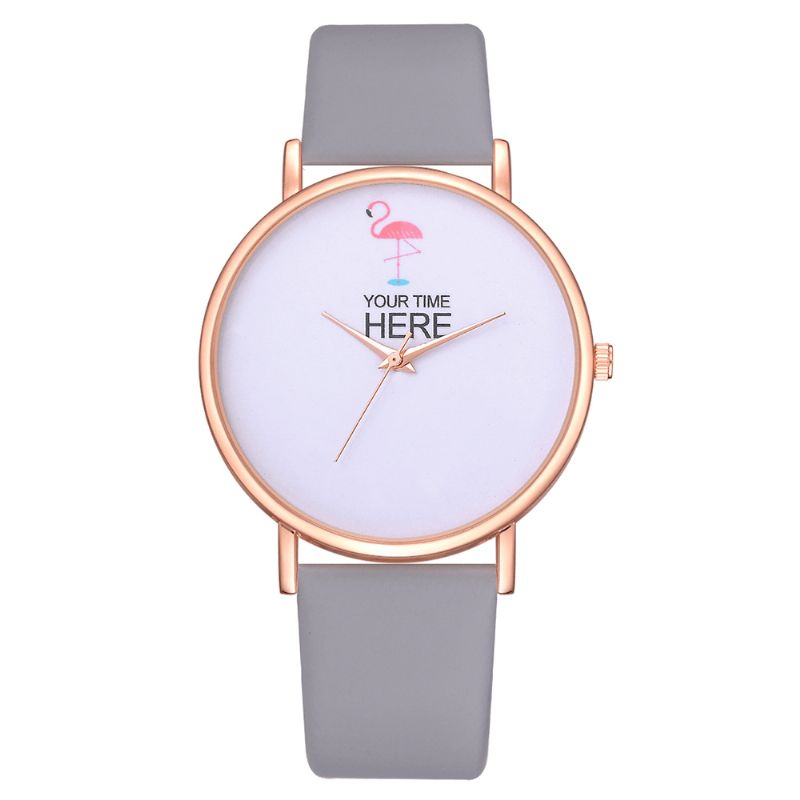 Casual Style Kvinder Armbåndsur Rose Gold Case Læderrem Quartz ur