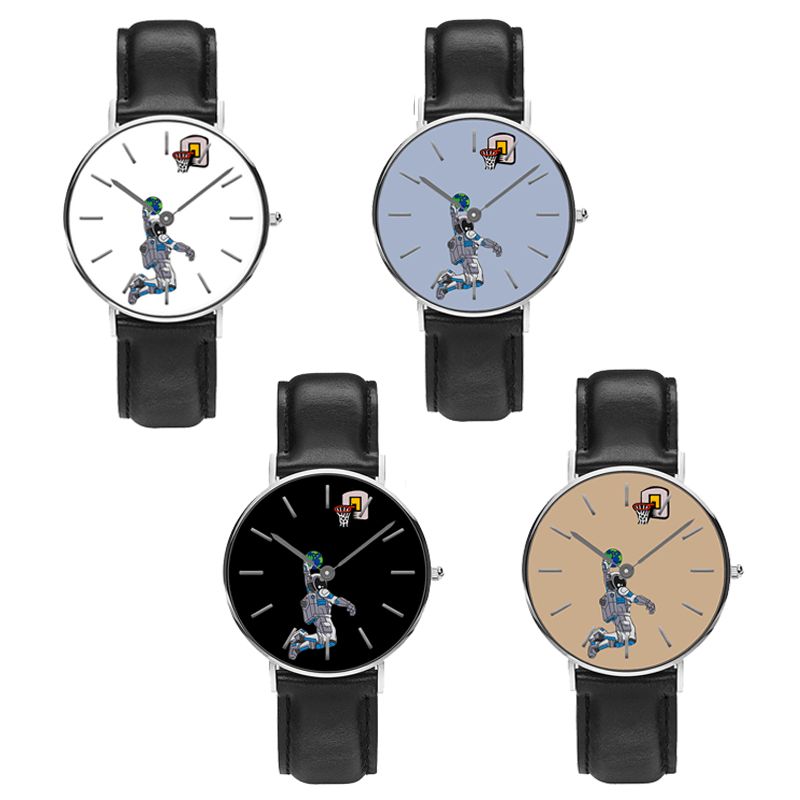 Casual Style Mænd Watch Cartoon Astronaut & Earth Print Pu Læderrem Ur Quartz Ure