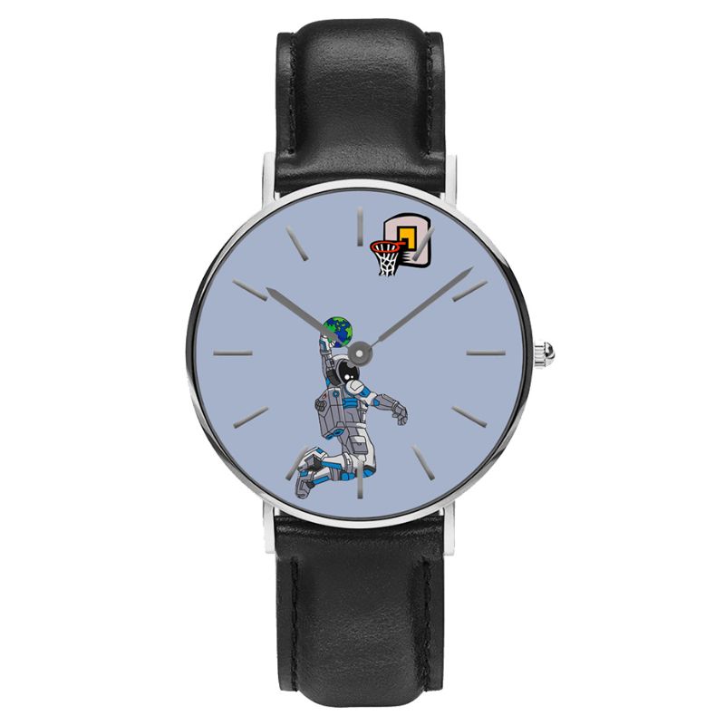 Casual Style Mænd Watch Cartoon Astronaut & Earth Print Pu Læderrem Ur Quartz Ure