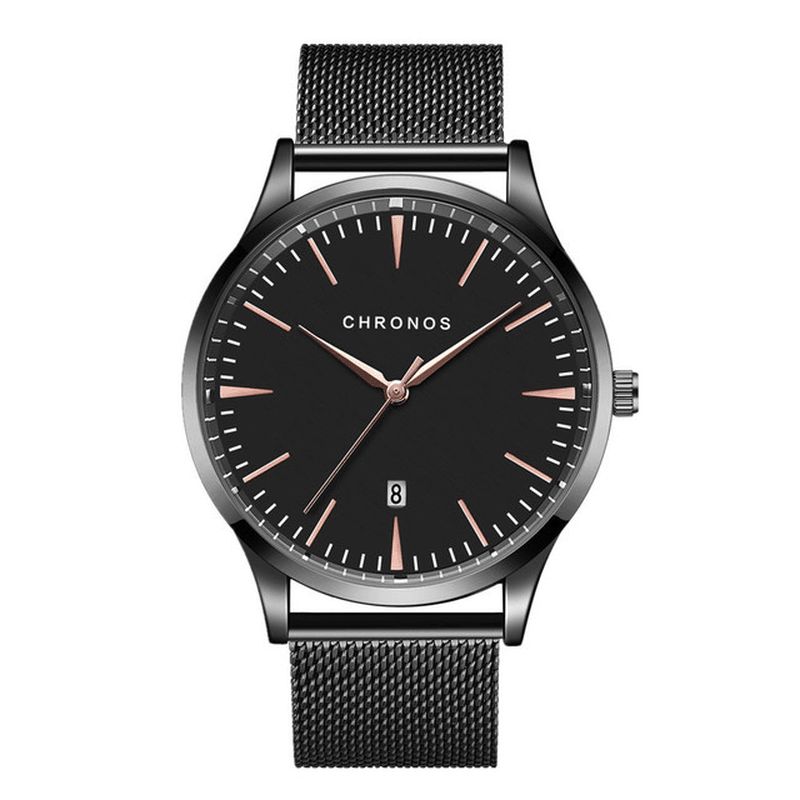 Chronos Ch27 Casual Style Vandtæt Herrearmbåndsur 40 Mm Hardlex Urskive Ultra Tyndt Kvartsur