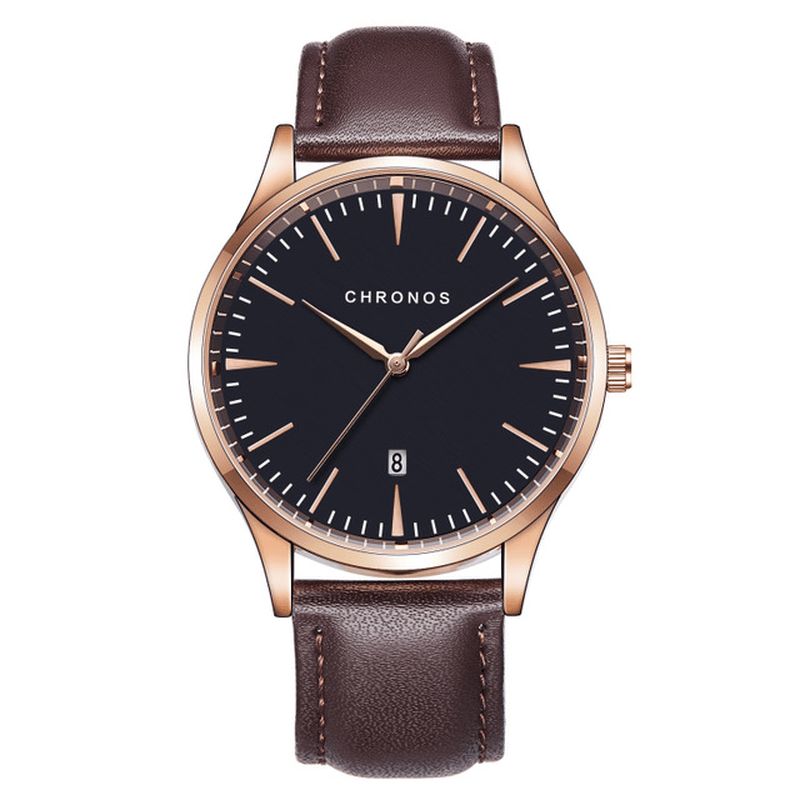 Chronos Ch27 Casual Style Vandtæt Herrearmbåndsur 40 Mm Hardlex Urskive Ultra Tyndt Kvartsur