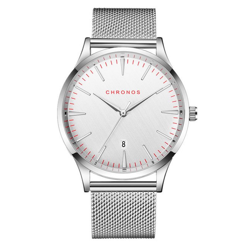 Chronos Ch27 Casual Style Vandtæt Herrearmbåndsur 40 Mm Hardlex Urskive Ultra Tyndt Kvartsur