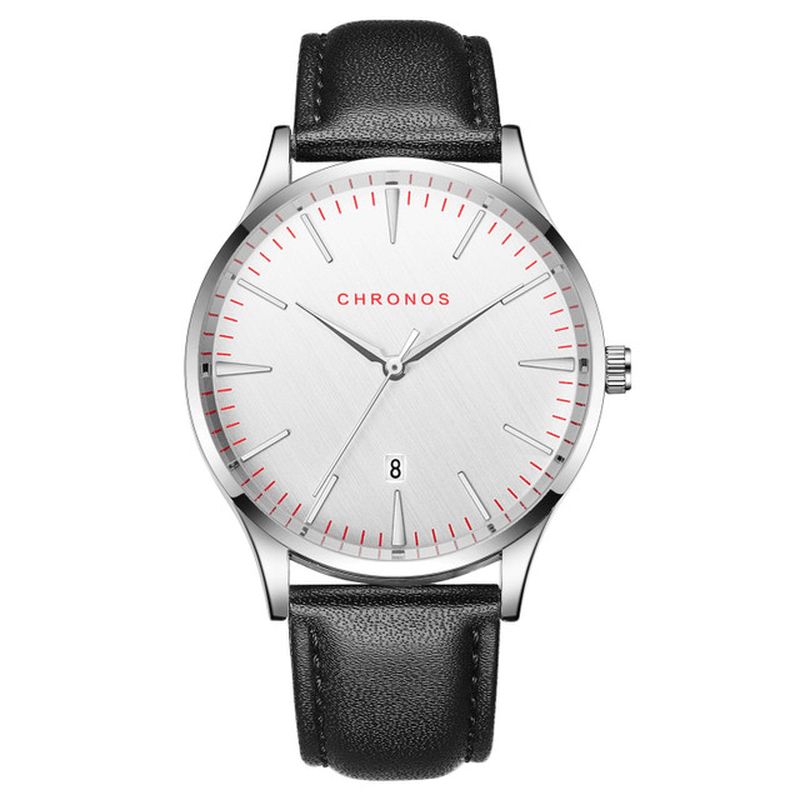 Chronos Ch27 Casual Style Vandtæt Herrearmbåndsur 40 Mm Hardlex Urskive Ultra Tyndt Kvartsur