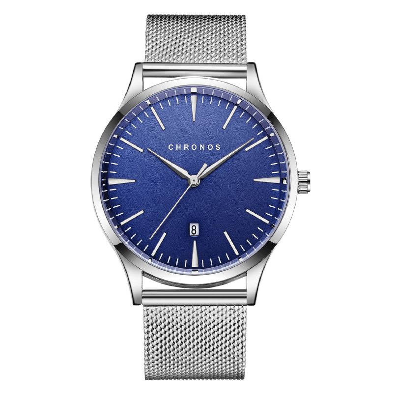 Chronos Ch27 Casual Style Vandtæt Herrearmbåndsur 40 Mm Hardlex Urskive Ultra Tyndt Kvartsur