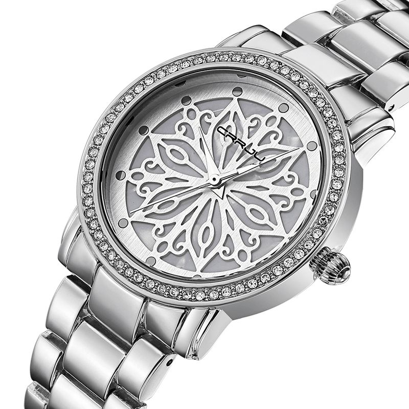 Crrju 2109 Diamonds Urskive Urkasse Dame Armbåndsur Rustfrit Stål Kvarts Ure